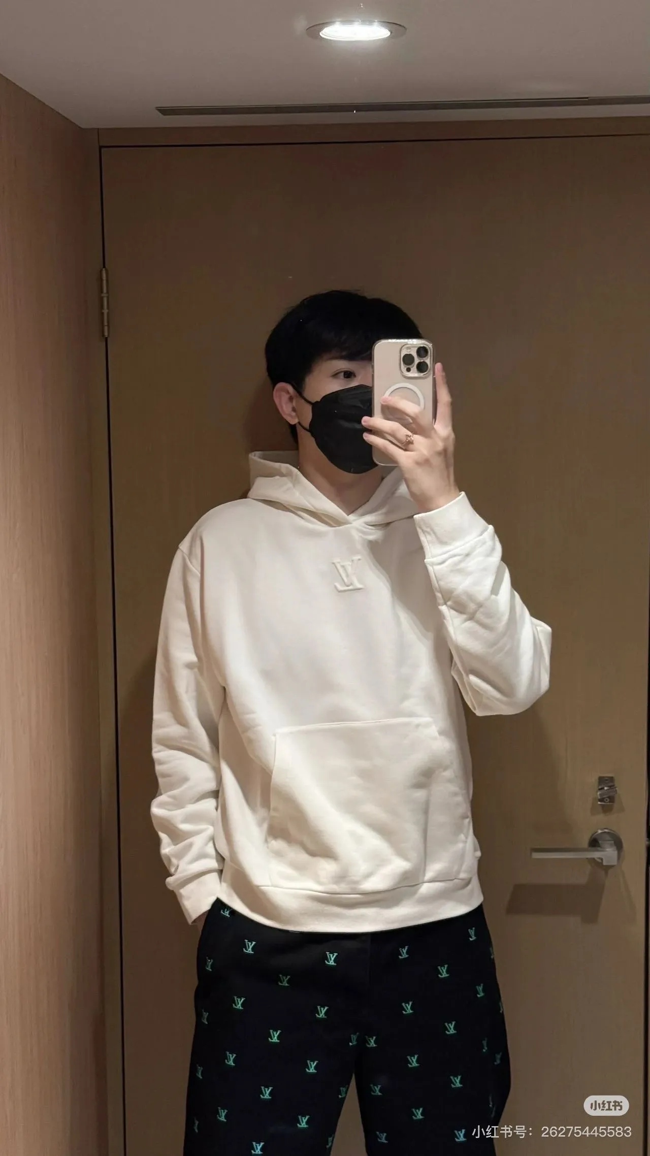 Louis Vuitton/Louis Vuitton embossed letter hooded sweatshirt